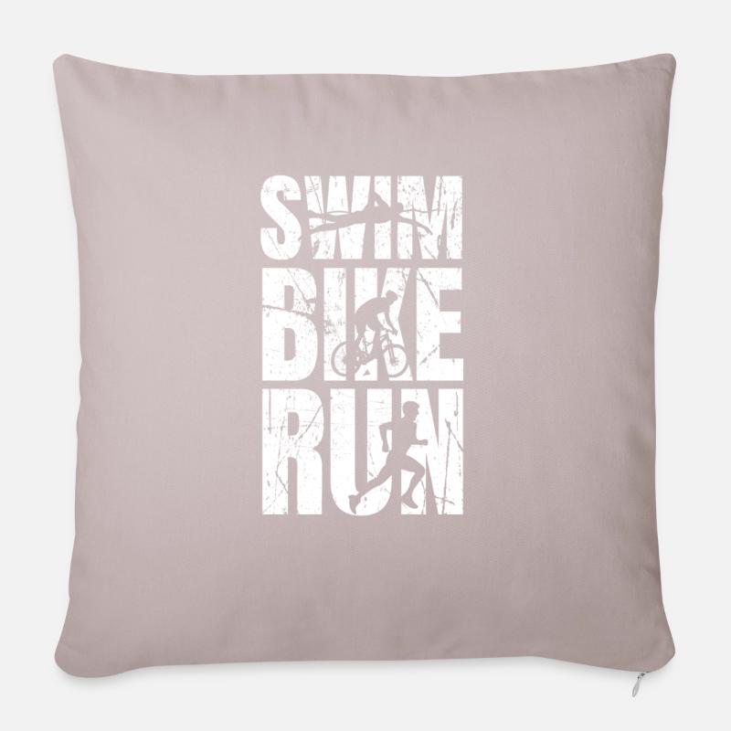 Triathlon Triathlet Geschenk Geburtstag - Sofakissenbezug 45 x 45 cm - helles Taupe