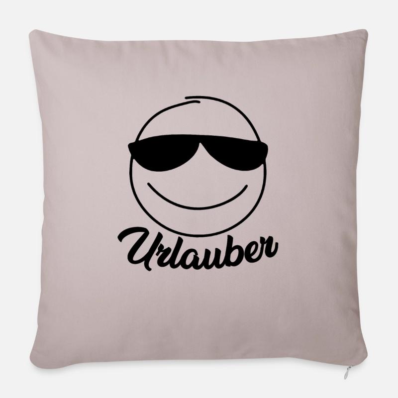 Urlauber Urlaub Ferien - Sofakissenbezug 45 x 45 cm - helles Taupe