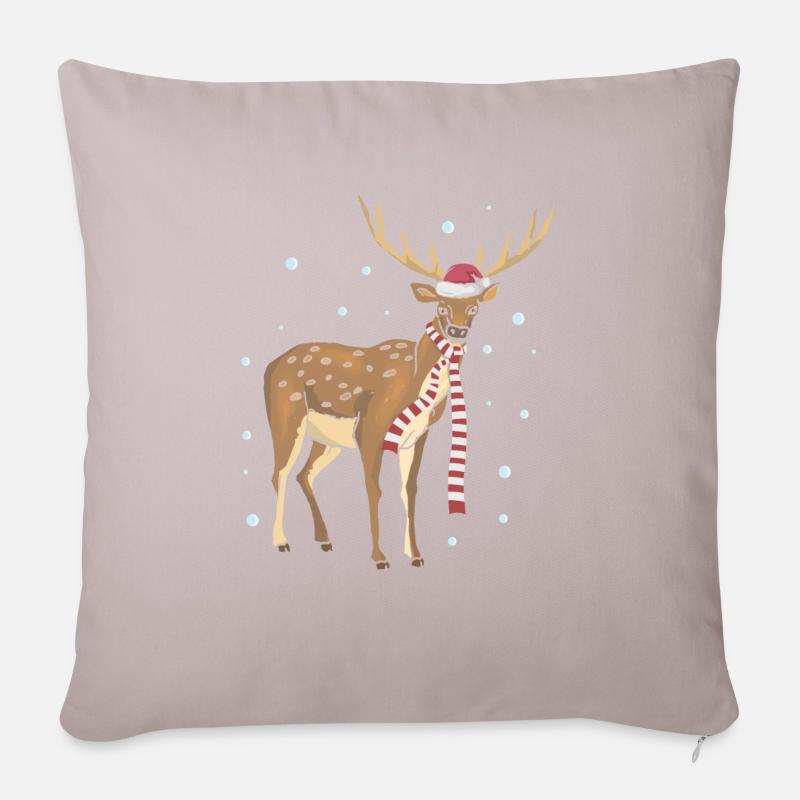 Rentier Schnee Weihnachtsgeschenk - Sofakissenbezug 45 x 45 cm - helles Taupe