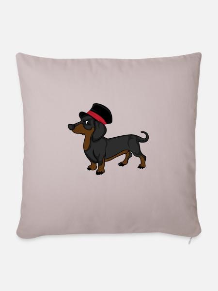 Eleganter Dackel mit Zylinder Geschenk Hundehalter - Sofakissenbezug 45 x 45 cm - helles Taupe