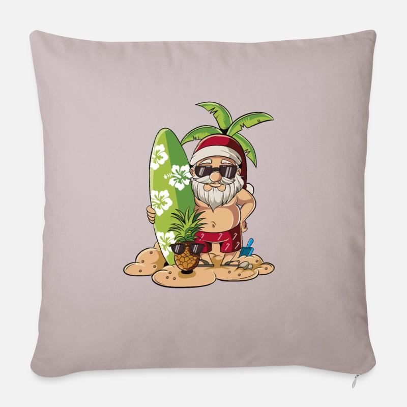 Weihnachtsmann Comic Weihnachten am Strand - Sofakissenbezug 45 x 45 cm - helles Taupe