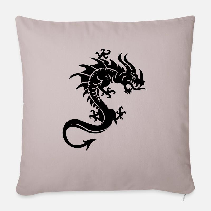 Drache, Dragon, Tribal - Sofakissenbezug 45 x 45 cm - helles Taupe