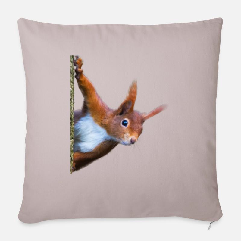 Eichhörnchen - Sofakissenbezug 45 x 45 cm - helles Taupe