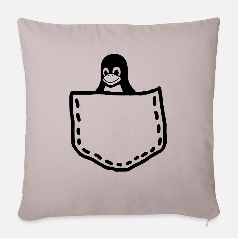 LINUX TUX PINGUIN MASKOTTCHEN - Sofakissenbezug 45 x 45 cm - helles Taupe