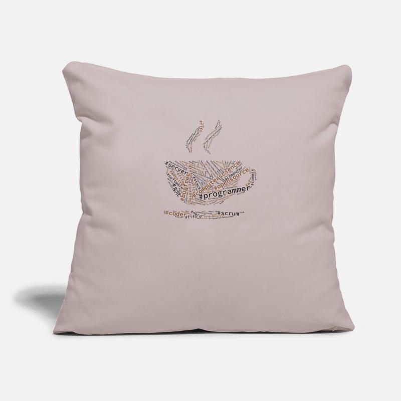 Programmeur Hashtag Wordcloud, café, nuage de mot Housse de coussin décorative 45 x 45 cm