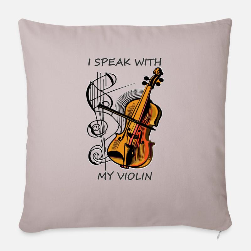 VIOLINE ICH SPRECHE MIT MEINER VIOLINE - Sofakissenbezug 45 x 45 cm - helles Taupe