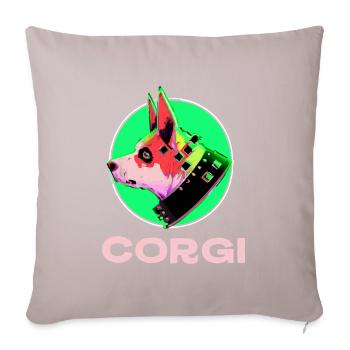 Cyber Corgi Dog Cadeau Pop Art - Housse de coussin décorative 45 x 45 cm - taupe clair - Devant