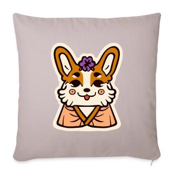 Japanischer Corgi Retro Hund Geschenk Puppy - Sofakissenbezug 45 x 45 cm - helles Taupe - Vorne