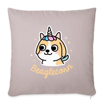 Beaglecorn Beagle Licorne Chien Cadeau Rétro - Housse de coussin décorative 45 x 45 cm - taupe clair - Devant