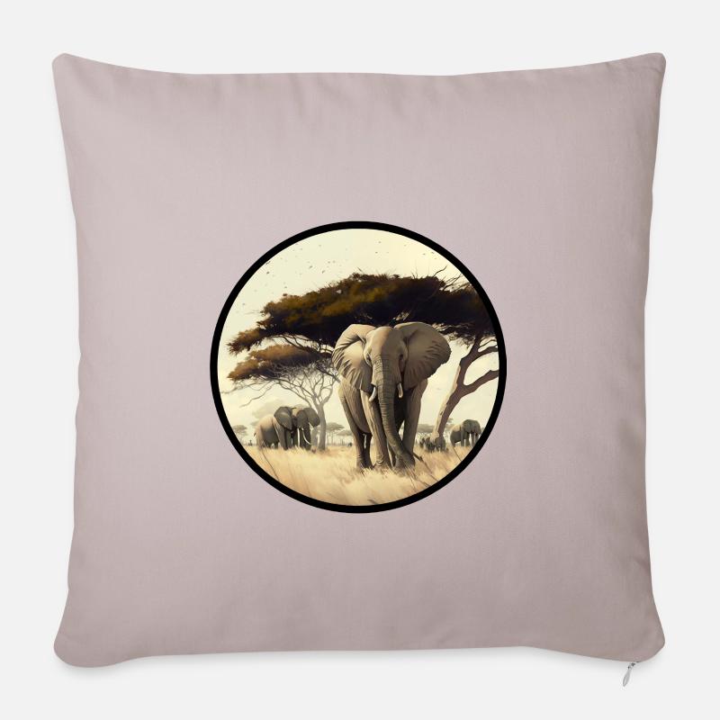Serengeti avec éléphant - Housse de coussin décorative 45 x 45 cm - taupe clair