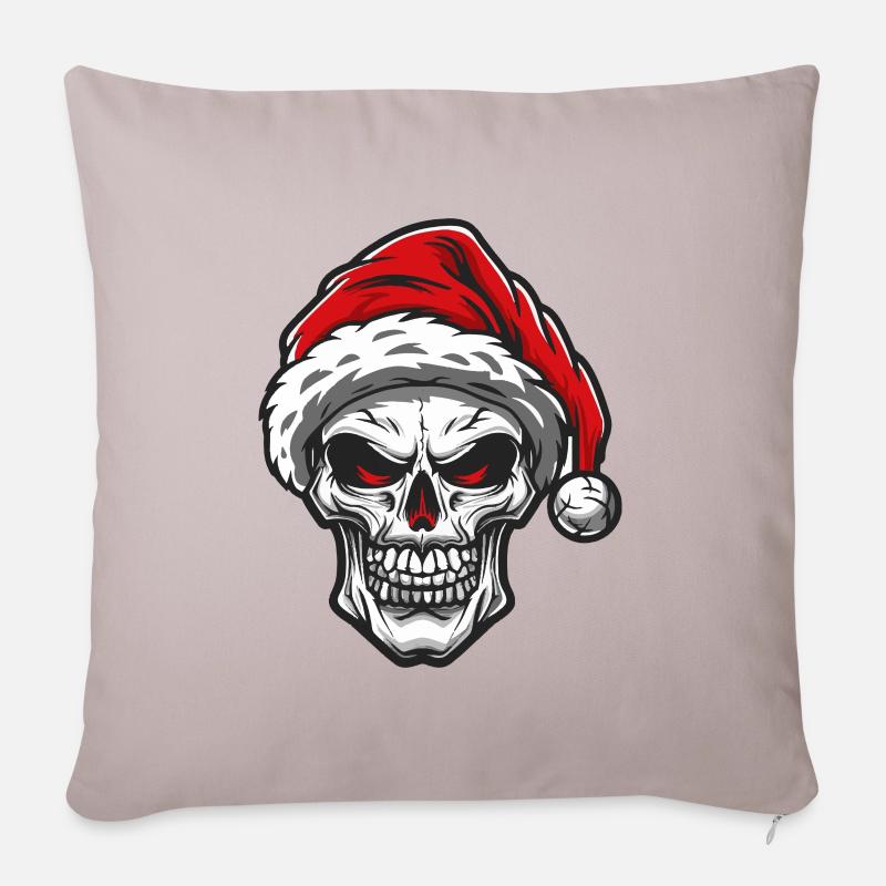 Weihnachtsmann Totenkopf Xmas - Sofakissenbezug 45 x 45 cm - helles Taupe