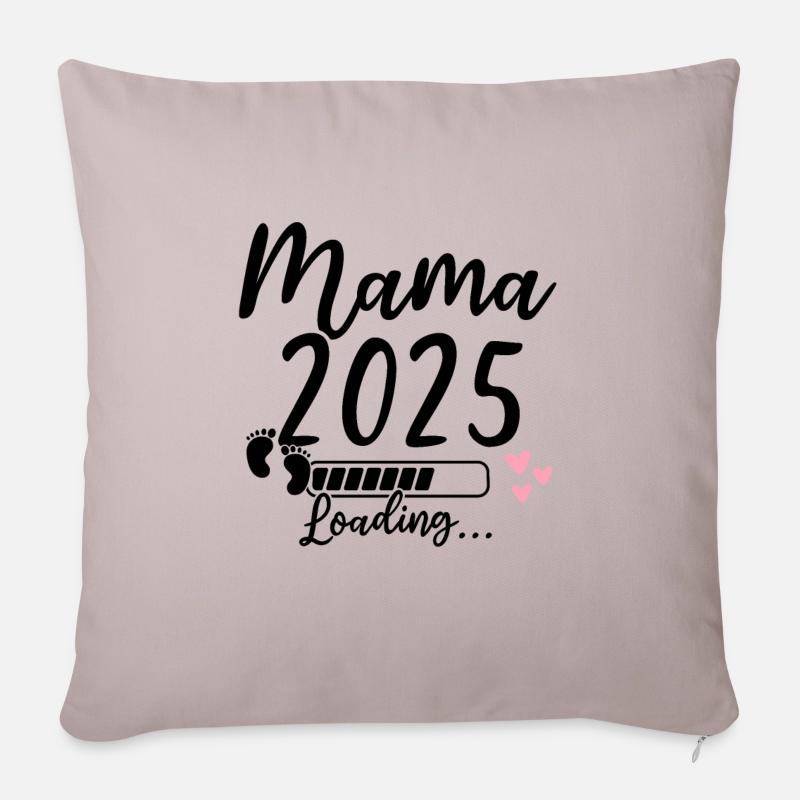 Mama 2025 Loading - Sofakissenbezug 45 x 45 cm - helles Taupe