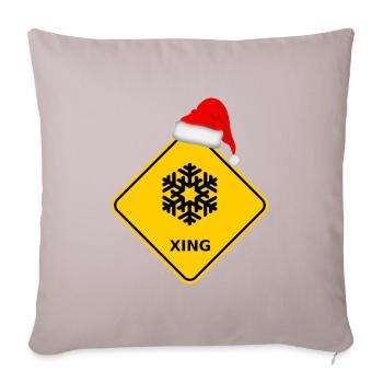 "Flocons de neige" avec bonnet de Noel - Housse de coussin décorative 45 x 45 cm - taupe clair - Devant