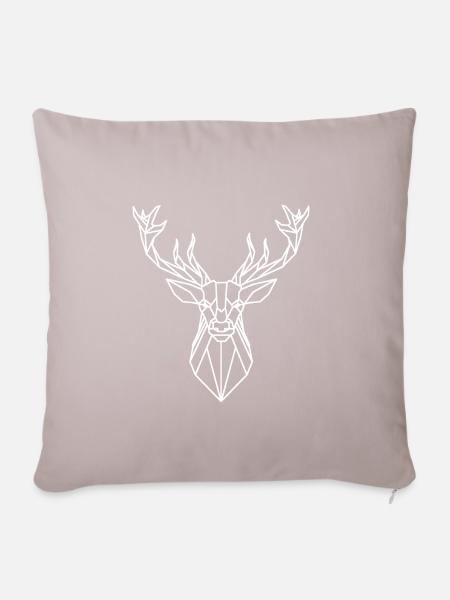 Hirsch Hirschkopf weiß - Sofakissenbezug 45 x 45 cm - helles Taupe
