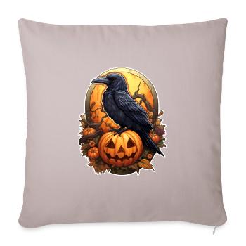 Halloween raven on pumpkin - Sofa pillowcase 17,3'' x 17,3'' (45 x 45 cm) - light taupe - Front