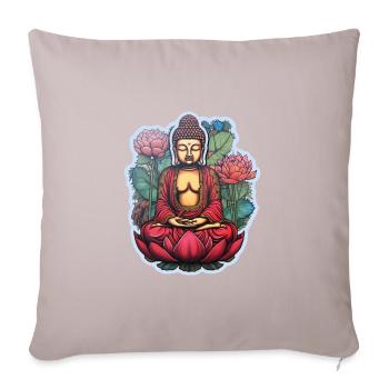 Méditation de la fleur de lotus zen de Bouddha - Housse de coussin décorative 45 x 45 cm - taupe clair - Devant