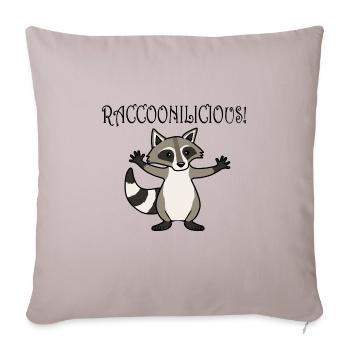 Citation ironique Raccoonilicious, mignon animal - Housse de coussin décorative 45 x 45 cm - taupe clair - Devant