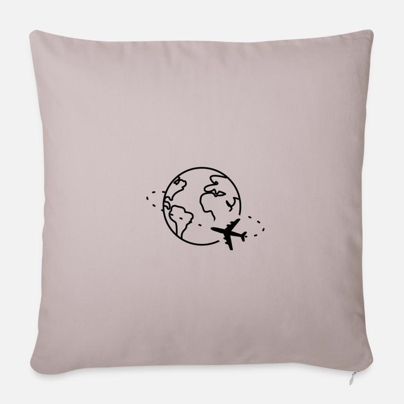Tour du monde - Housse de coussin décorative 45 x 45 cm - taupe clair