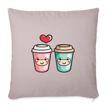 Coffee to go Couple Love Heart Coffee Valentine's Day - Sofa pillowcase 17,3'' x 17,3'' (45 x 45 cm) - light taupe - Front