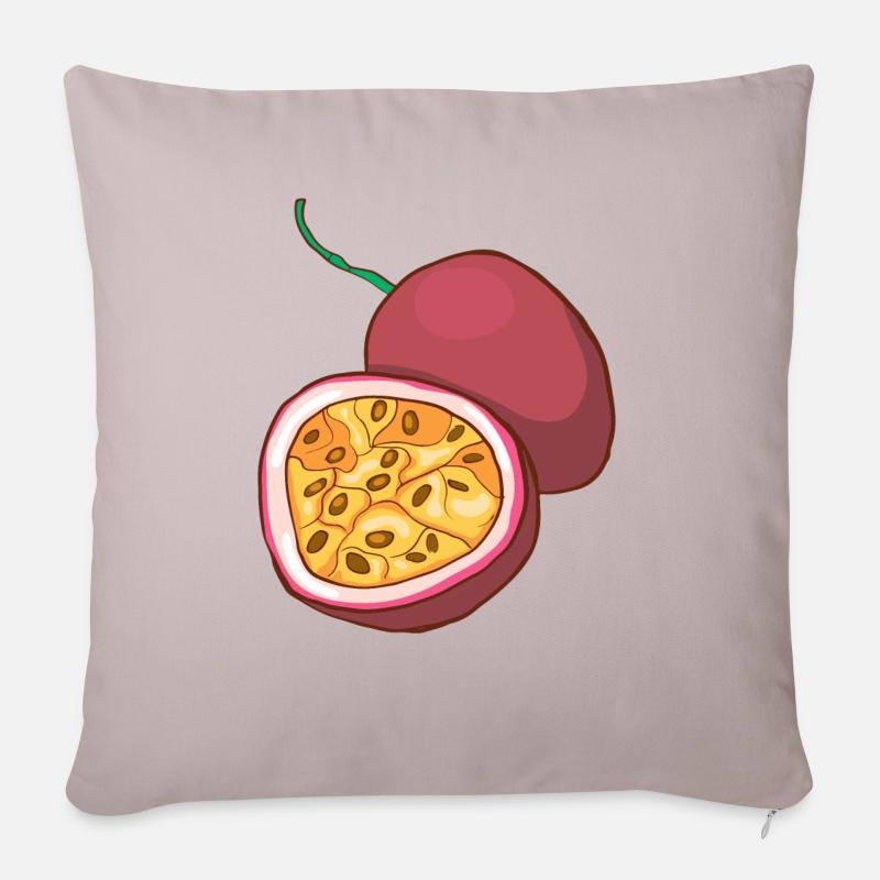 Maracuja Passionsfrucht Purpurgranadilla - Sofakissenbezug 45 x 45 cm - helles Taupe