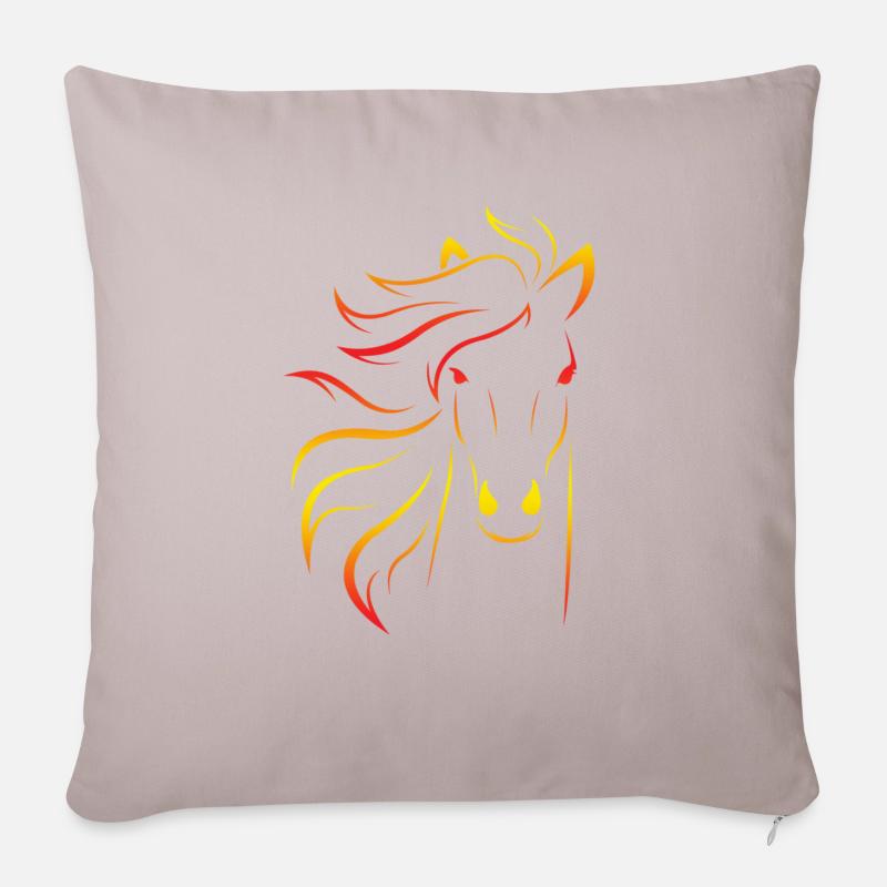 Pferd Kopf Silhouette Orange Gelb Rot Geschenk - Sofakissenbezug 45 x 45 cm - helles Taupe