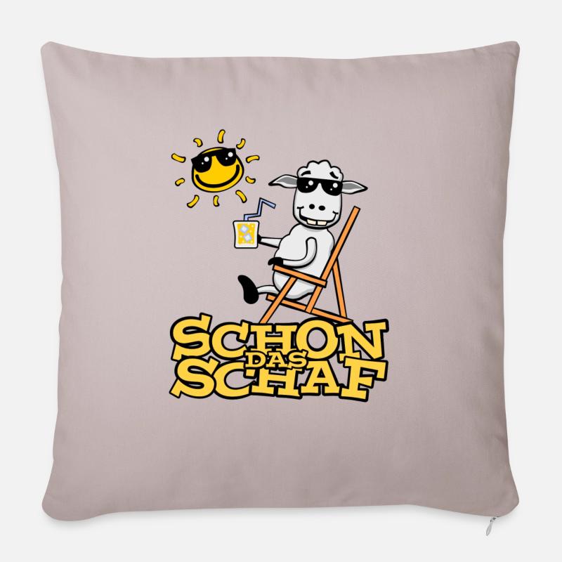 Lustiges Schaf (mit Text) - Sofakissenbezug 45 x 45 cm - helles Taupe