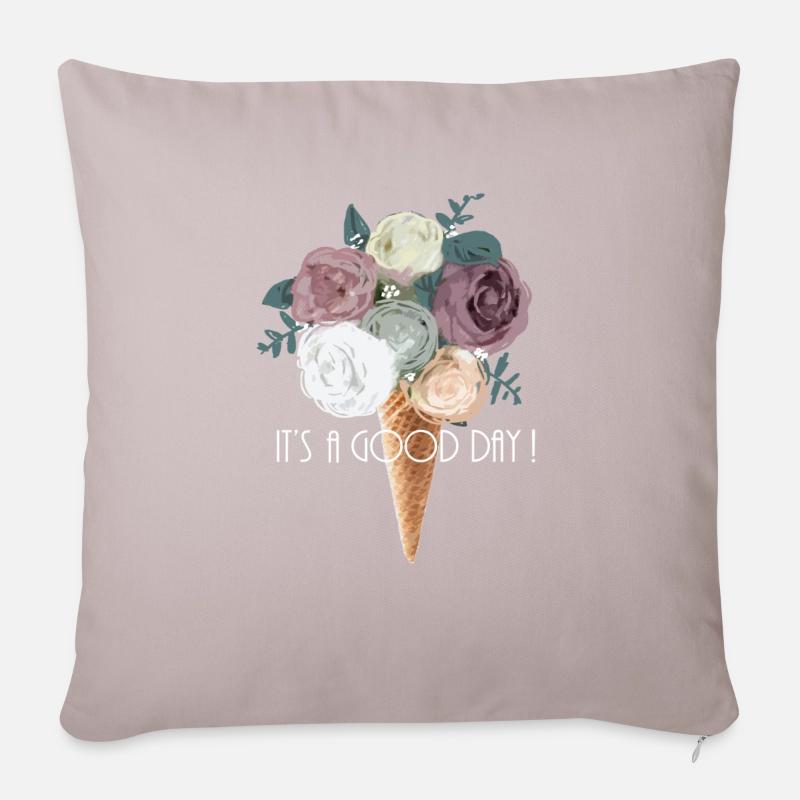 bouquet de fleurs dans cornet de glace - Housse de coussin décorative 45 x 45 cm - taupe clair