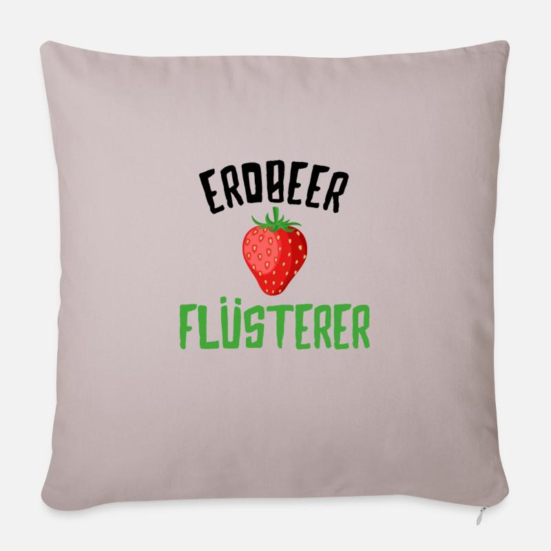 Erdbeeren - Sofakissenbezug 45 x 45 cm - helles Taupe