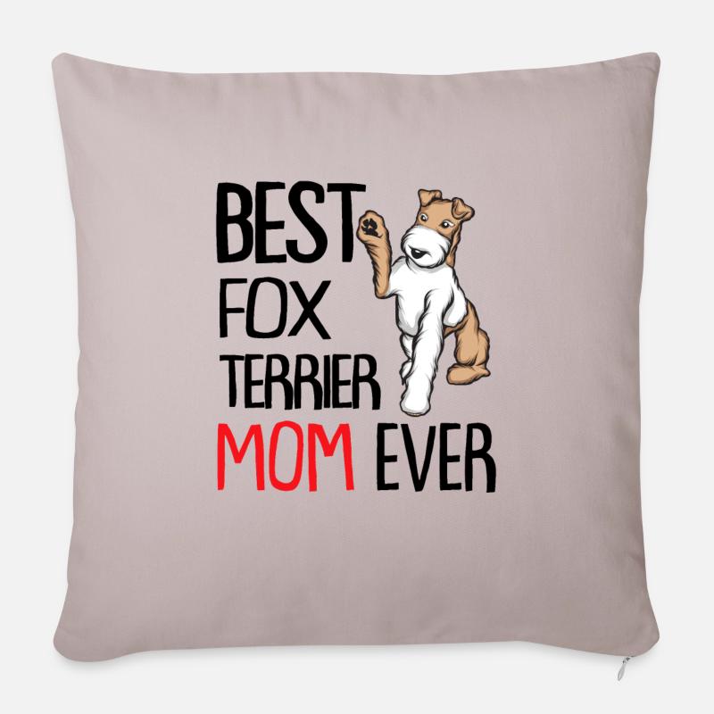Foxterrier - Sofakissenbezug 45 x 45 cm - helles Taupe