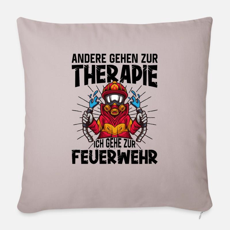 Feuerwehrfrau - Sofakissenbezug 45 x 45 cm - helles Taupe