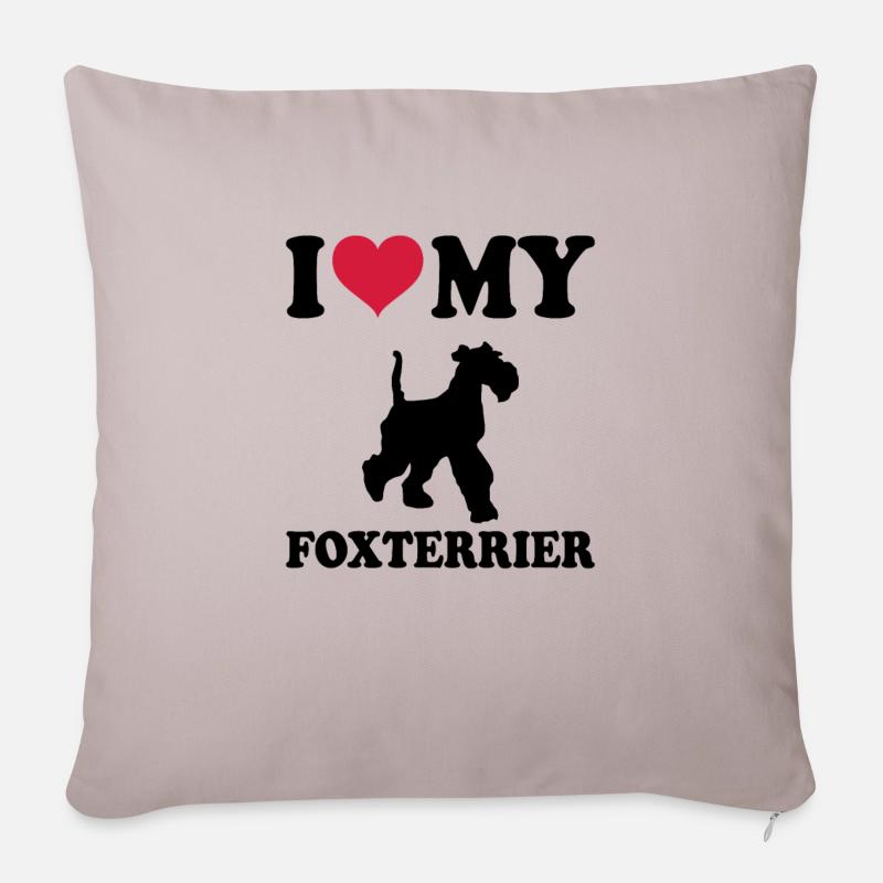 Foxterrier - Sofakissenbezug 45 x 45 cm - helles Taupe