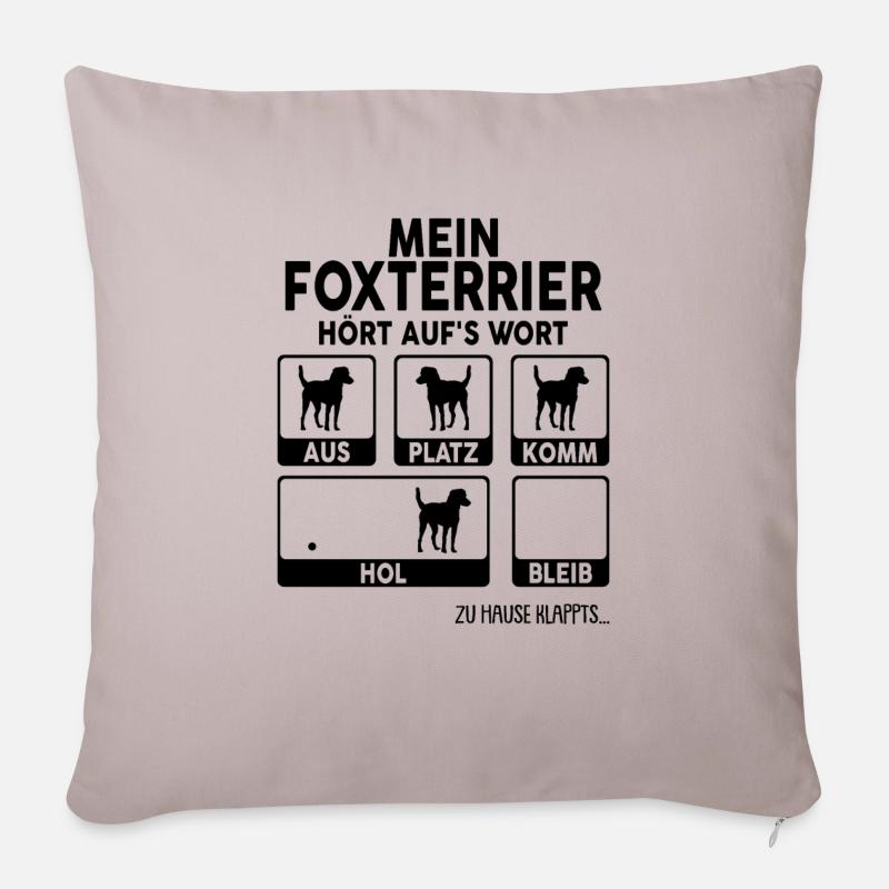 Foxterrier - Sofakissenbezug 45 x 45 cm - helles Taupe