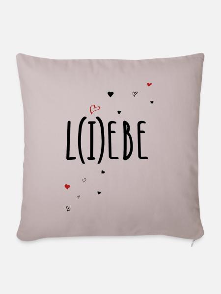 Liebe und Lebe - Sofakissenbezug 45 x 45 cm - helles Taupe