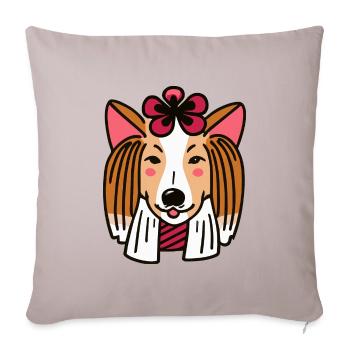 Collie Dog Cadeau Japonais - Housse de coussin décorative 45 x 45 cm - taupe clair - Devant