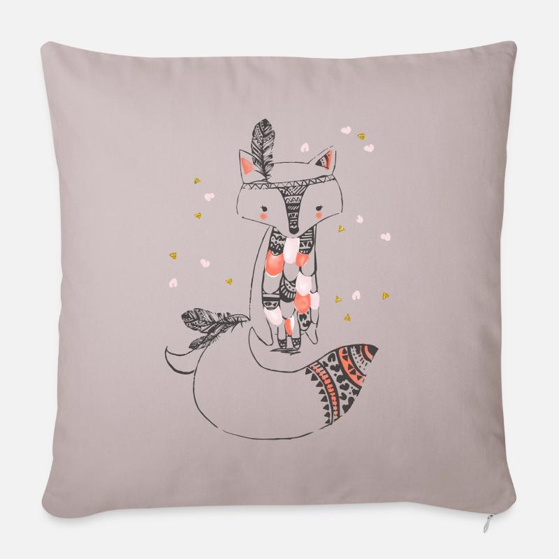 Fille renard-indienne - Housse de coussin décorative 45 x 45 cm - taupe clair