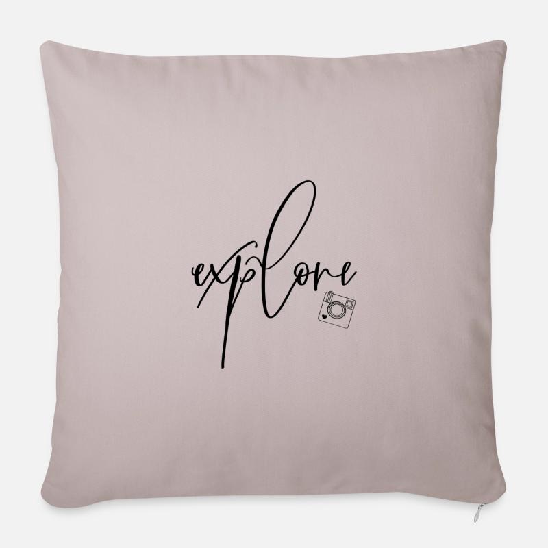 Explore le monde - Housse de coussin décorative 45 x 45 cm - taupe clair