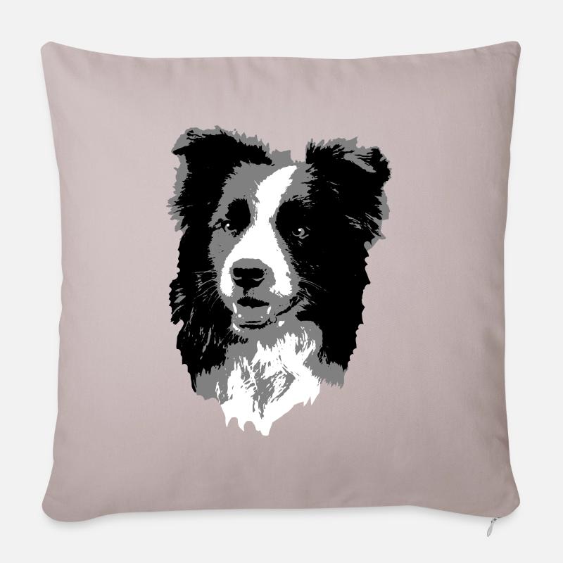Border Collie - Sofakissenbezug 45 x 45 cm - helles Taupe