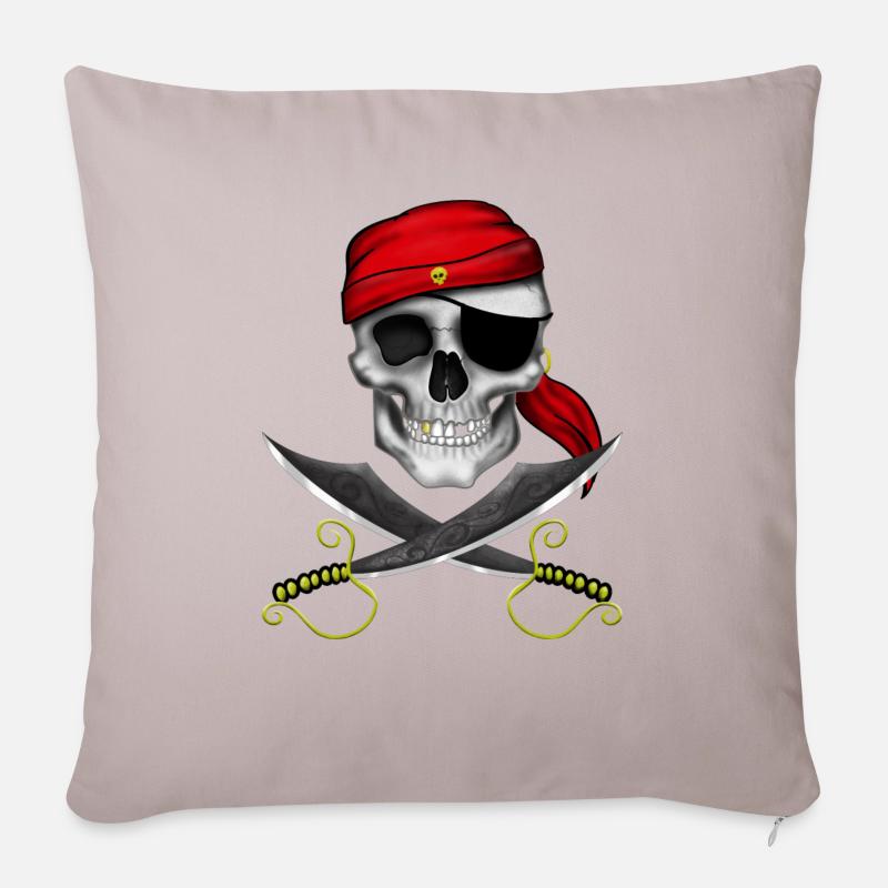 Crâne de pirate - Housse de coussin décorative 45 x 45 cm - taupe clair
