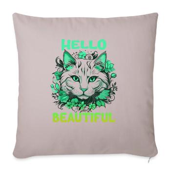 Chat Belle Femmes Élégantes Art Coloré Art - Housse de coussin décorative 45 x 45 cm - taupe clair - Devant