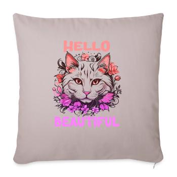 Chat Belle Femmes Élégantes Art Coloré Art - Housse de coussin décorative 45 x 45 cm - taupe clair - Devant