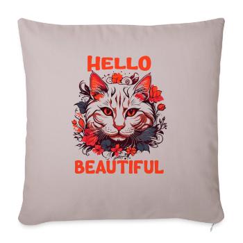 Chat Belle Femmes Élégantes Art Coloré Art - Housse de coussin décorative 45 x 45 cm - taupe clair - Devant