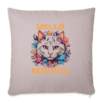 Chat Belle Femmes Élégantes Art Coloré Art - Housse de coussin décorative 45 x 45 cm - taupe clair - Devant