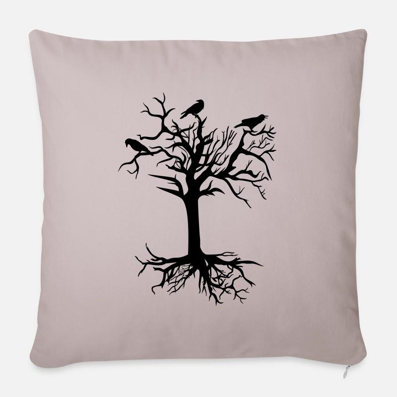Raven Raven old tree mystical - Sofa pillowcase 17,3'' x 17,3'' (45 x 45 cm) - light taupe