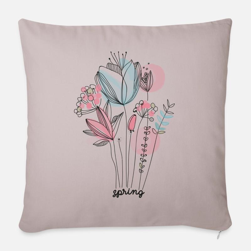 Spring Flower Power - Housse de coussin décorative 45 x 45 cm - taupe clair