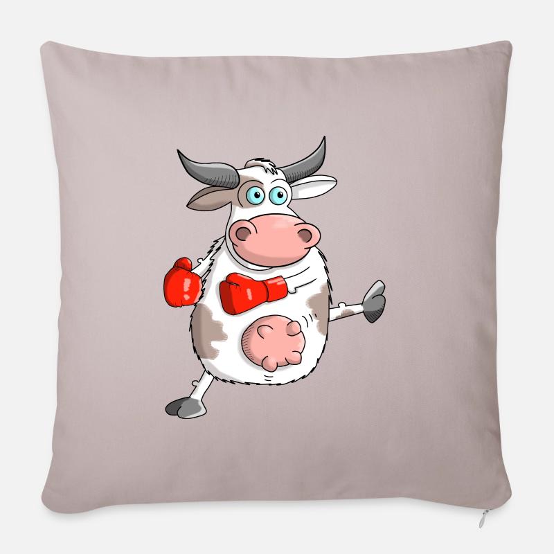 Witziger Comic Stier - Sofakissenbezug 45 x 45 cm - helles Taupe