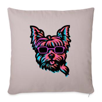Yorkshire Terrier Synthwave Chien Yorkie - Housse de coussin décorative 45 x 45 cm - taupe clair - Devant