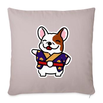 Kimono French Bulldog Dog Frenchie - Sofa pillowcase 17,3'' x 17,3'' (45 x 45 cm) - light taupe - Front