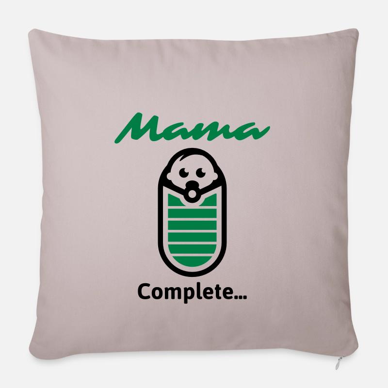 Mama complète ... - Housse de coussin décorative 45 x 45 cm - taupe clair
