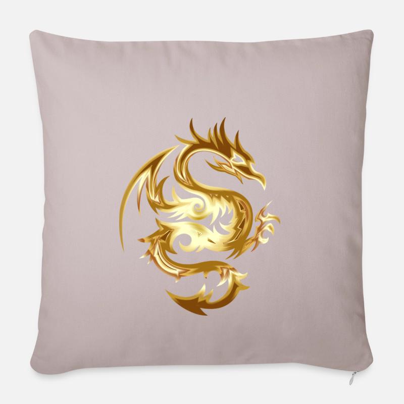 idée cadeau d'or de dragon chinois - Housse de coussin décorative 45 x 45 cm - taupe clair
