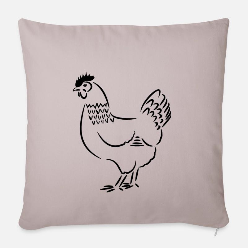 poule de poulet - Housse de coussin décorative 45 x 45 cm - taupe clair